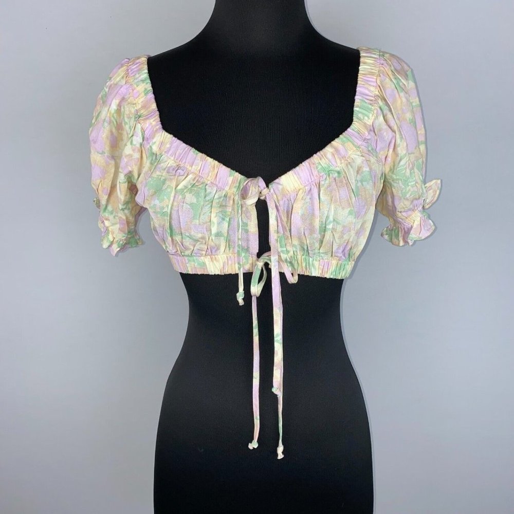Wild Fable XS Double Tie Front Short Cropped Elastic Top Festival Boho